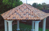 Panel sándwich teja color albero envejecido en gazebo